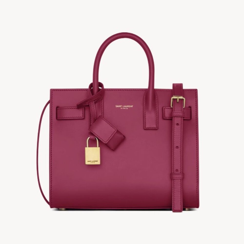 SAINT LAURENT Sac De Jour Nano Pink Leather Tote